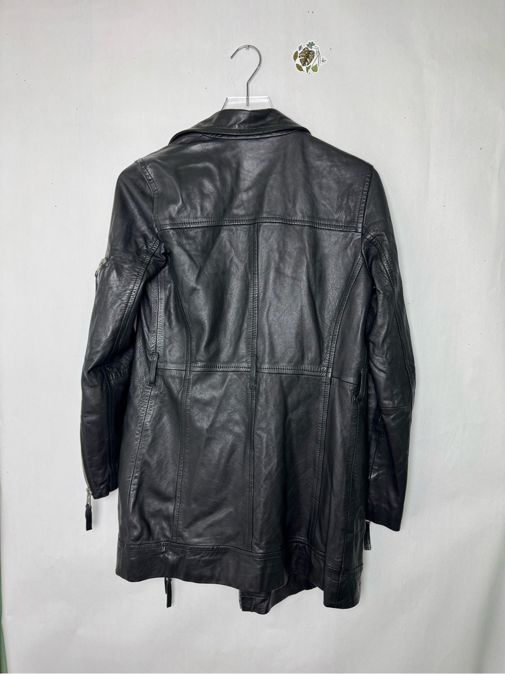 All Saints Whitmer leather biker jacket trench coat with NO belt. Sz 2 - Picture 4 of 13